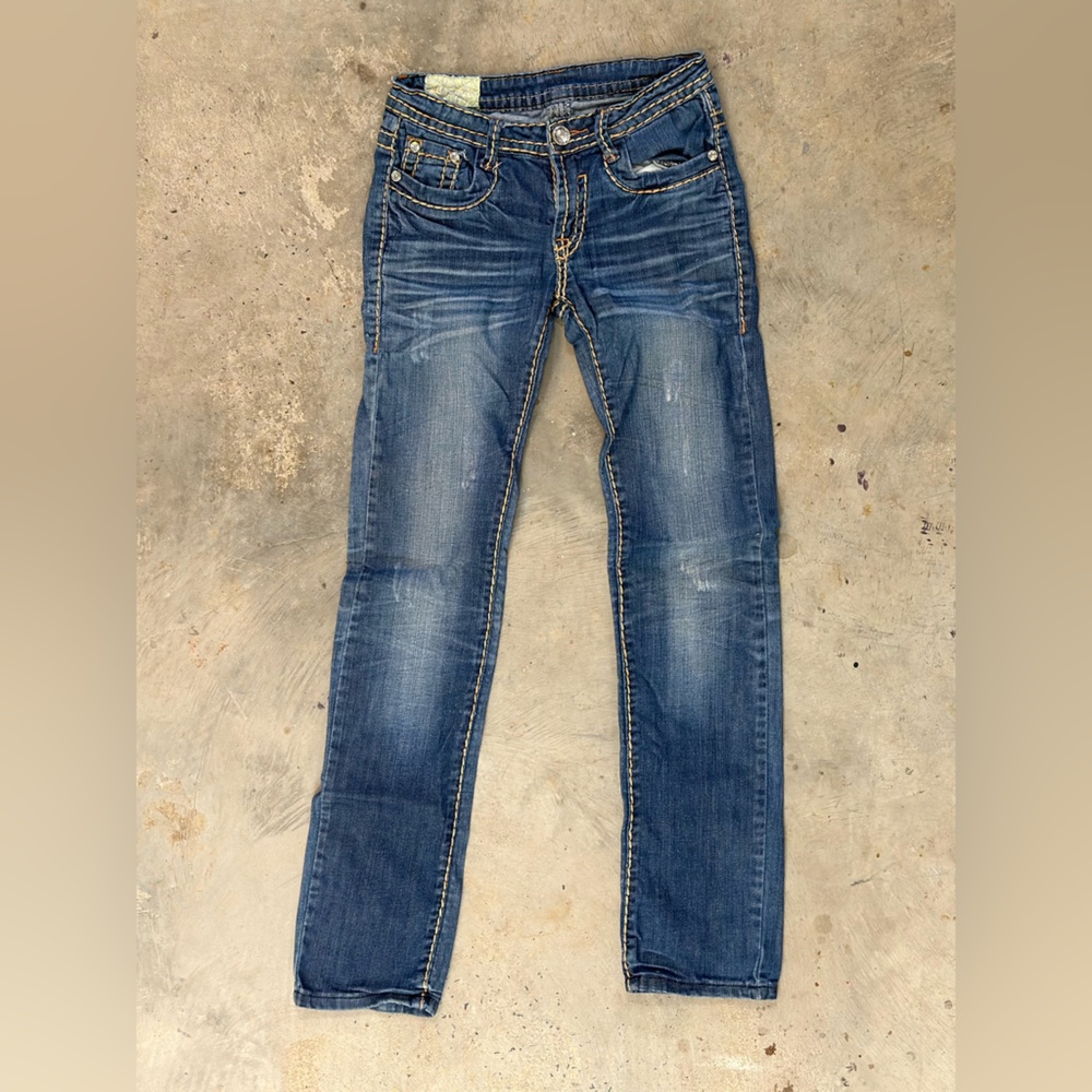 ***SOLD*** MACHINE Brand Teen Jeans Jr 5/28x33 -Patch Sashiko Stitch